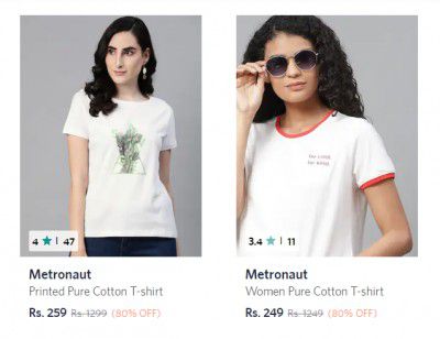 Metronaut Womes Clothing upto 80% off