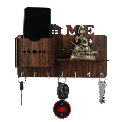 Metvan Bird Key Holder for Home Hooks for Wall Home Decor Items 7 Hooks MDF Brown