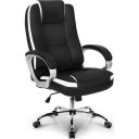 Mezonite Mid Back Revolving Leatherette Ergonomic Home & Office Executive Chair with High Comfort Seating, Height Adjustable Seat & Nylon Base Black abd White...