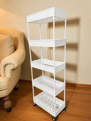 MGKENTERPRISE 5 Layer Storage Rack with Wheels Plastic Kitchen Trolley (DIY(Do-It-Yourself))