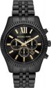 Michael Kors Lexington Quartz Date Chronograph Analogue 44 mm Round Black Dial Mens Wrist Watch with Mineral Crystal and Black Steel and Black PVD Band and 100 m Water Resistant...