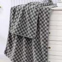 Microfiber Towels for Bath-Checkered Bath Towel for Men and Women-Soft Coral Fleece Towel with Hook Quick Dry Super Absorbent-70 x 140 cm (Grey, 1 Bath Towel + 1 Hand Towel Combo)...
