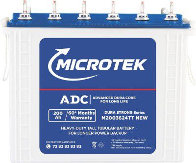 Microtek Advanced Duracore Technology 12V Inverter Battery 60 Months Warranty Tall Tubular Inverter Battery (200 Ah, M2003624TT)
