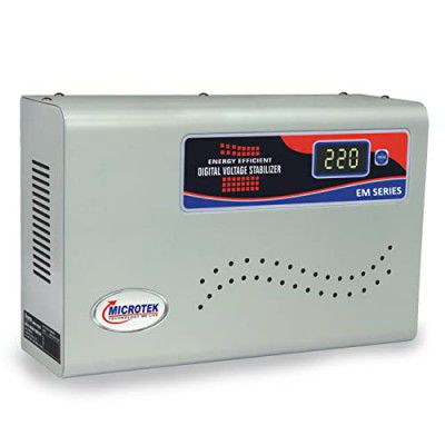 MICROTEK EM4160 Automatic Voltage Digital Display Wall Mounted Stabilizer(160V-285V) for AC up to 1.5 ton (Metallic Grey)