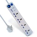 Microtek Plastic High Neck Spike Guard 1.5m Extension Cord, 4 Sockets, 6A, 1500W with 1 Switch (White)...