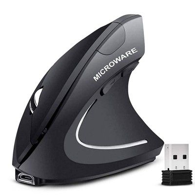Microware Ergonomic Mouse Wireless Vertical Mouse Rechargeable Silent Mice 2.4G Optical USB Mouse DPI 1000/1200/1600