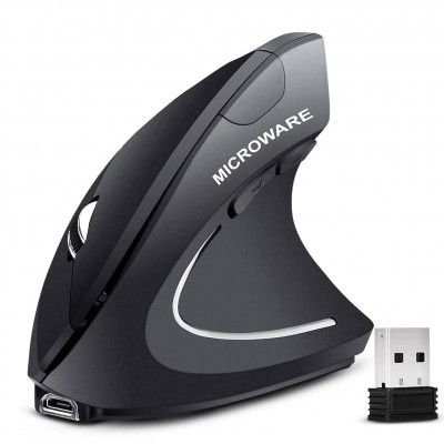 MICROWARE Rechargeable 2.4ghz Wireless Vertical Ergonomic Mouse 