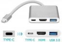 microware Type C USB 3.1 To USB-C 4K HDMI USB 3.0 Adapter Cable 3 In 1 Hub USB Adapter 3 in 1 Type C adapter Laptop Accessory  (Silver)...