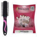 Midazzle Premium Round Hair Brush with Cotton Ball, Black and Pink, Set of 2...