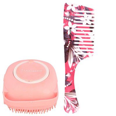 Midazzle Silicone Bath Brush, Body Wash Scrubber with Floral Comb Handle
