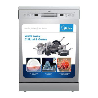 Midea 13 Place Settings Free Standing silver Dishwasher | MDWPF1301F(SS)-WG