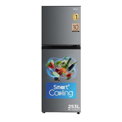 Midea 253 L, 2 Star, Inverter Technology, Frost Free Double Door Refrigerator(MDRT350FGI50, Crystal Silver)
