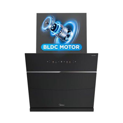 Midea 60 cm 1800 m3/hr BLDC, Filter-less, 9 speed kitchen Chimney, Black