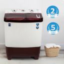 Midea 7.5 kg Semi Automatic Top Load Washing Machine Maroon, White  (MWMSA075PPG(MW))...