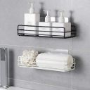 Midland Pack of 2 Wall Mounted Metal Storage Shelves Bath Shelves Kitchen Rack with Magic Sticker - No Drilling ( Black )...