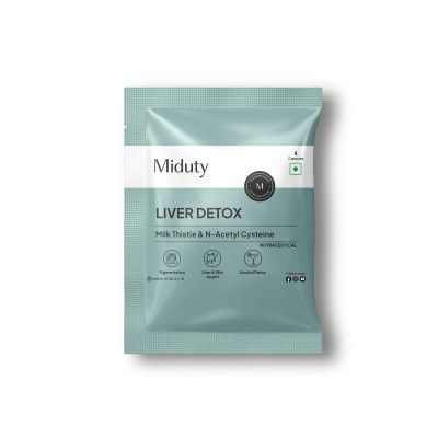 Miduty Liver Detox Supplement Milk Thistle with N-Acetyl Cysteine 900 mg | Natural Body Detox & Digestive Enzymes - Fatty Liver Care | Natural Detoxification Formula - 6 Capsules