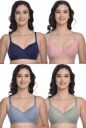 MiEstilo Women's Cotton Blend Lightly Padded Wirefree T-Shirt Bra Combo...
