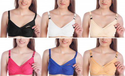 MiEstilo Women's Cotton Blend Non-Padded Wirefree Maternity/Nursing Bra Combo