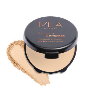 Mila Beauté Perfecting Compact Powder | Natural Matte Finish| Longstay with SPF 15 | Shade - (True Beige 16g)