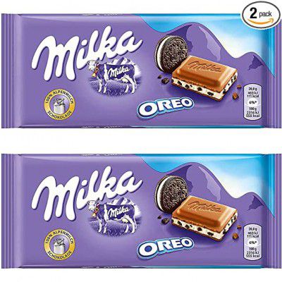 Milka Oreo Milk Chocolate Bar Pouch, 2 X 100 g