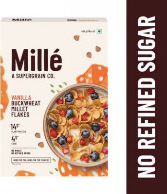 Millé: A Supergrain Co. NO MAIDA Vanilla Buckwheat Breakfast Flakes, Low Sugar, High Plant Protein Box  (450 g)