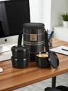 MILTON (3 Containers, 1 X 320 ml, 2 X 450 ml each) With Jacket, Black 3 Containers Plastic Office Lunch Box (450 ml)...