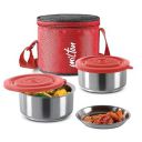 MILTON Ambition 2 Stainless Steel Tiffin, 2 Containers, 300 ml Each with Jacket, Red | Light Weight | Easy to Carry | Leak Proof | Food Grade | Odour Proof...