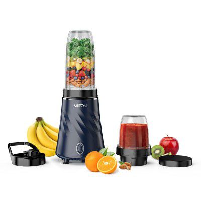 Milton Appliances Nutripure 350W Juicer Mixer Grinder | SS 304 Super Sharp Blades, Smoothie Maker, 2Y Warranty, Dark Blue