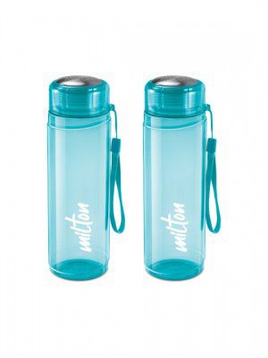 Milton Blue 2 Pieces Plastic Typography Printed Water Bottle-1000 ml