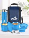 Milton Blue Set Of 4 Inner Steel Pro Lunch Containers With Bottle & Cover 180 320 450 ML...