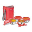 MILTON Cube 4 Lunch Box, 300 ml, Set of 4, Red...