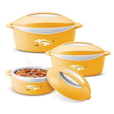 MILTON Delight Jr. Inner Stainless Steel Serving Casserole Gift Set of 3 (520 ml, 820 ml, 1.3 litres)
