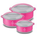 Milton Divine Jr Inner Stainless Steel Casserole (Set of 3, 430 ml, 830 ml, 1400 ml, Pink)...