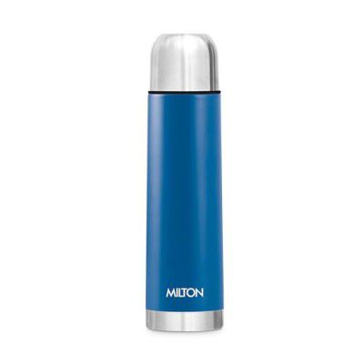 Milton Eco-Flip 750 Thermosteel Double Walled Vacuum Insulated Thermos Flask, 750 ml, 24 Hours Hot & Cold Water Bottle for Office, Hiking, Trekking, Travel, Blue