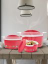 Milton Elegance Jr. 3-Pieces Red Inner Steel Casseroles 395 ml 750 ml 1.35 L...