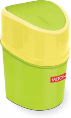 MILTON Elite Waste Dustbin with Flap Lid Desktop Trash Can Topbin, Green, Pack of 1 Plastic Dustbin  (Green)