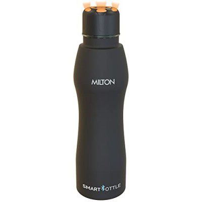 MILTON Euroline Smart Stainless Steel Water Bottle, 880 ml, Black |Mobile Hydration System | Bluetooth Enabled | Smart Lid