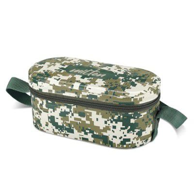 MILTON Executive Lunch Box, 2 Inner Steel Round Containers 280ml Each and 1 Microwave Safe Oval Plastic Container, 450ml, Army Green