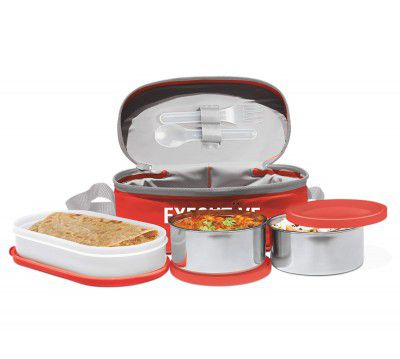 MILTON Executive Lunch Insulated Tiffin, 2 Round Containers, 280 ml Each