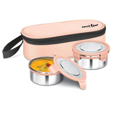 MILTON Express Meal Lunch Box (2 Round Inner Steel Leak Proof Containers) 
