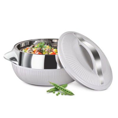 MILTON Fiesta 1000 Insulated Inner Stainless Steel Casserole (830 ml, White Silver)