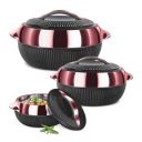 MILTON Fiesta Inner Stainless Steel Serving Casserole Jr Set of 3 (450 ml, 830 ml, 1370ml), 1380 ml...