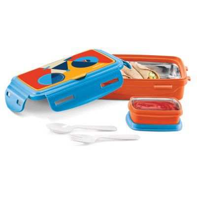 MILTON Flavour Small Inner Stainless Steel Tiffin Box, 400 ml, Orange