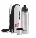 Milton Flip Lid 350 Thermosteel 24 Hours Hot and Cold Water Bottle with Bag, 1 Piece, 350 ml, Silver | Leak Proof | Office Bottle | Gym Bottle | Home | Kitchen | Hiking | Trekking | Travel Bottle...