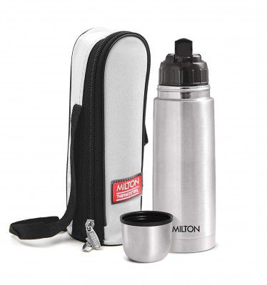 Milton Flip Lid 350 Thermosteel 24 Hours Hot and Cold Water Bottle with Bag 350 ml