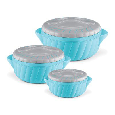 MILTON Flora Jr Set Insulated Inner Steel Casserole for Roti, 3 Pc (455ml,750ml & 1.25L) 