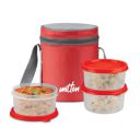 MILTON Foodie Tiffin Insulated Lunch Box, Set of 3, (280 ml Each), Red...