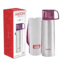 Milton Glassy 500 Thermosteel Vacuum Insulated Double Walled Flask with Drinking Cup lid & Jacket, 500 ml Water Bottles, 24 Hours Hot & Cold,...