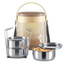MILTON Gradient Tiffin 3 Stainless Steel Tiffin with Lifter, 3 Container, 900 ml, Brown | PU Insulated | Food Grade | Easy to Carry | Fresh & Hot for Hours | Office | Outdoors | Food Grade...