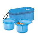 MILTON Graze Big Lunch Box, 2 Round Inner Steel Microwave Safe Containers 450 ml Each, Blue...